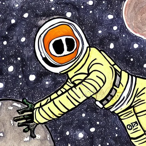 Prompt: pepe astronaut illustration by Jeff lemire