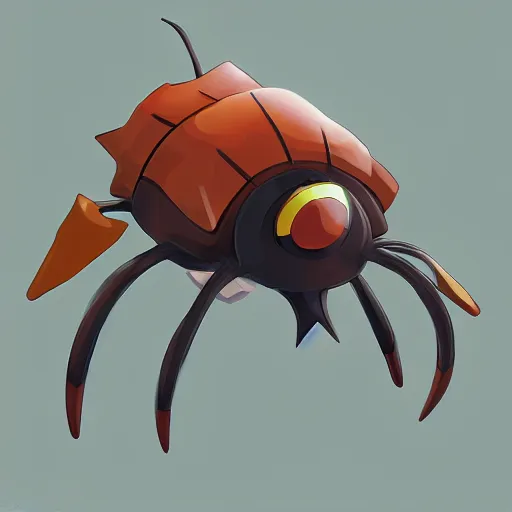 Image similar to A pokemon that looks like a A beetle with a pumpkin-like shell that causes storms when it takes off，Trending on art station. Unreal engine.