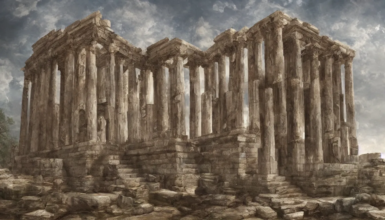 Prompt: The temple of Jupiter, digital art, reconstructed, HD, detailed
