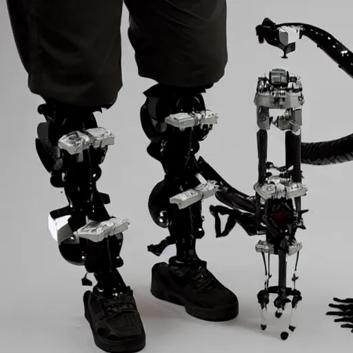 Image similar to robotic quadruped legs suit, for an anaconda snake