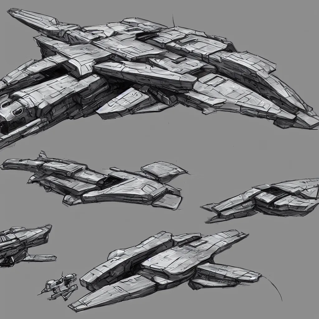 Prompt: combat spaceship concept art