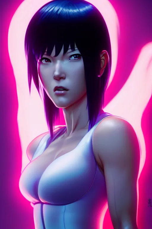 Prompt: a film still portrait of a motoko kusanagi ghost in the shell, finely detailed features : : as motoko kusanagi by pixar : : by ilya kuvshinov, rossdraws, artgerm, maxim cover, octane render, cgi, volumetric lighting, anti aliasing, raytracing : :