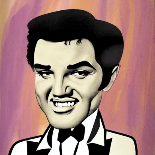 Image similar to caricature of elvis presley, style of archille superbi