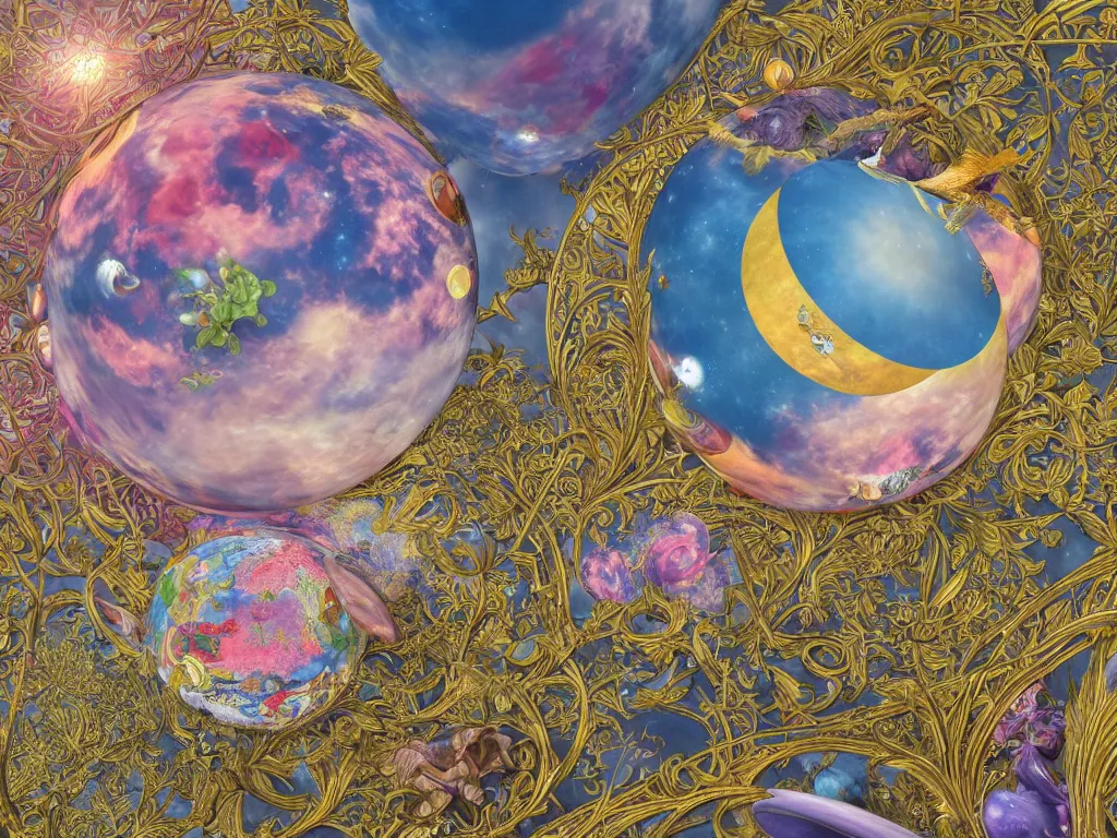 Prompt: The universe is a spheroid region 705 meters in diameter, 3d render, Sunlight Study, by Maria Sibylla Merian!!! and ((((Lisa Frank)))), Art Nouveau, 8k, extreme detail, sharp focus, octane render