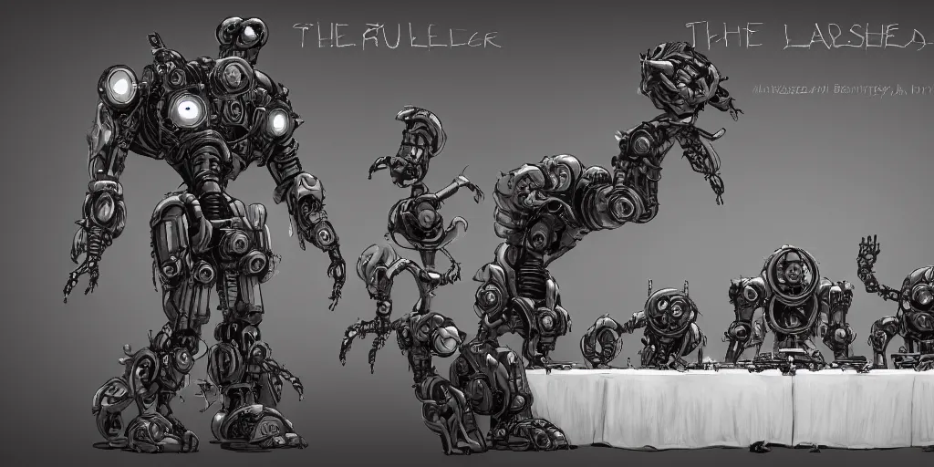 Image similar to last supper realistic robot , A Monster Emerges - 'The Beholder' Concept by Marcus Whinney trending on artstation