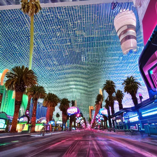 Prompt: a photo of aliens inhabiting the city of Las Vegas, Las Vegas strip, shallow depth of focus