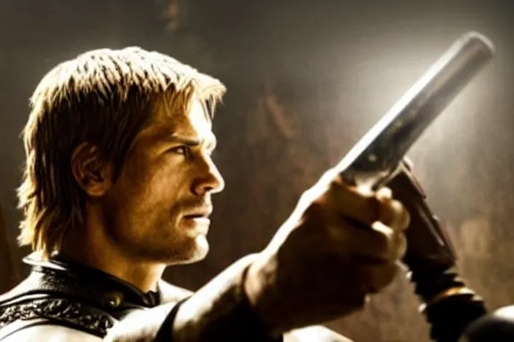 Prompt: very very intricate photorealistic photo of jaime lannister killing cersei, photo is in focus with detailed atmospheric lighting, award - winning details