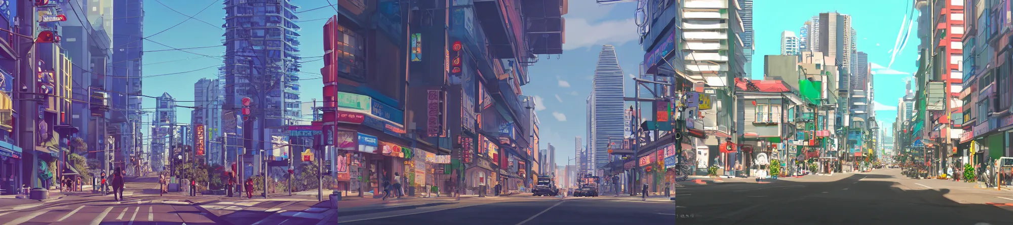 Prompt: Streetview, San Frantokyo city by a Really Good Artist and Anime Background Painter, trending on Artstation, 4k, CGSociety, Unreal Engine