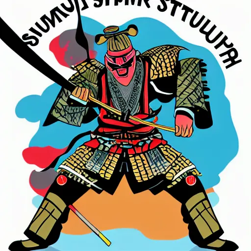 Image similar to samurai fighting, sticker, highly detailed, colorful, illustration, smooth and clean vector curves, no jagged lines, vector art, smooth