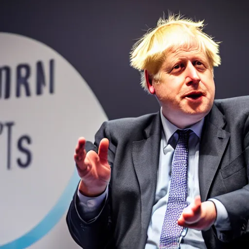 Image similar to Boris Johnson at the DEF CON conference in Las Vegas, EOS-1D, f/1.4, ISO 200, 1/160s, 8K, RAW, symmetrical balance, in-frame, Dolby Vision