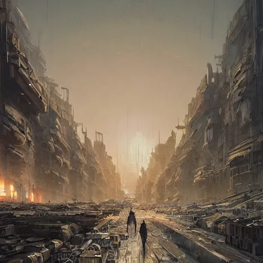 Image similar to post-apocalyptic desert city Los Angeles, concept art, by greg rutkowski, by Gustave Dore