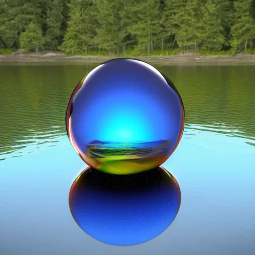 Image similar to A shiny gem floating over a lake by Jeff Easley, rendered in octane.