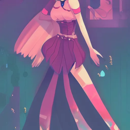 Image similar to female character inspired by 9 0's fashion and by madeline from celeste, art by rossdraws