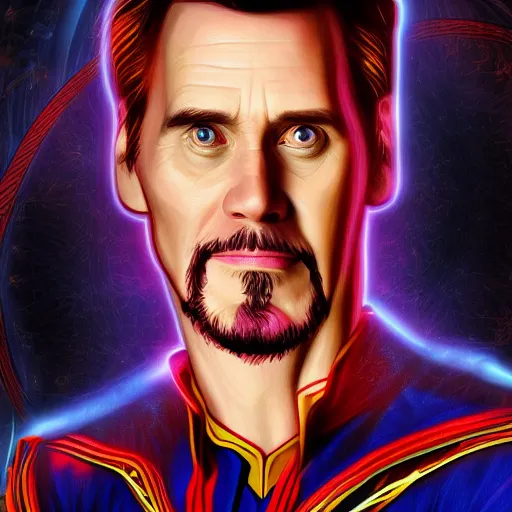 Image similar to Digital painting of Jim Carrey as Doctor Strange