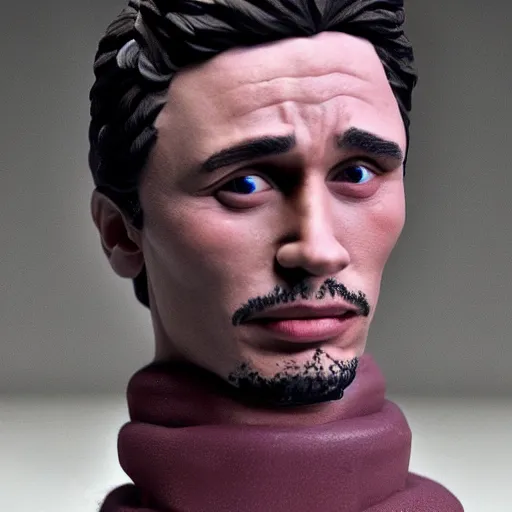 Image similar to james franco made out of polymer clay detailed sculpture trending on artstation