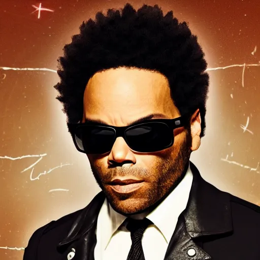 Image similar to lenny kravitz as men in black agent, detailed 8 k photorealistic portrait, imdb poster style