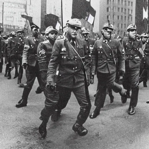 Prompt: detailed modern photograph of nazis marching through new york city