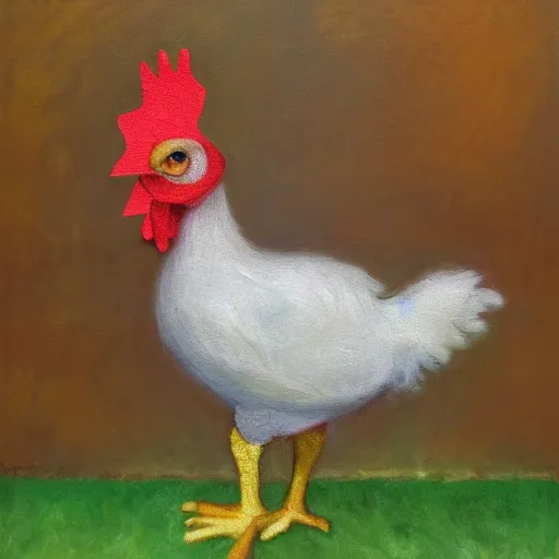 Image similar to a high quality photo of a chicken wearing a suit, impressionism, 8 k