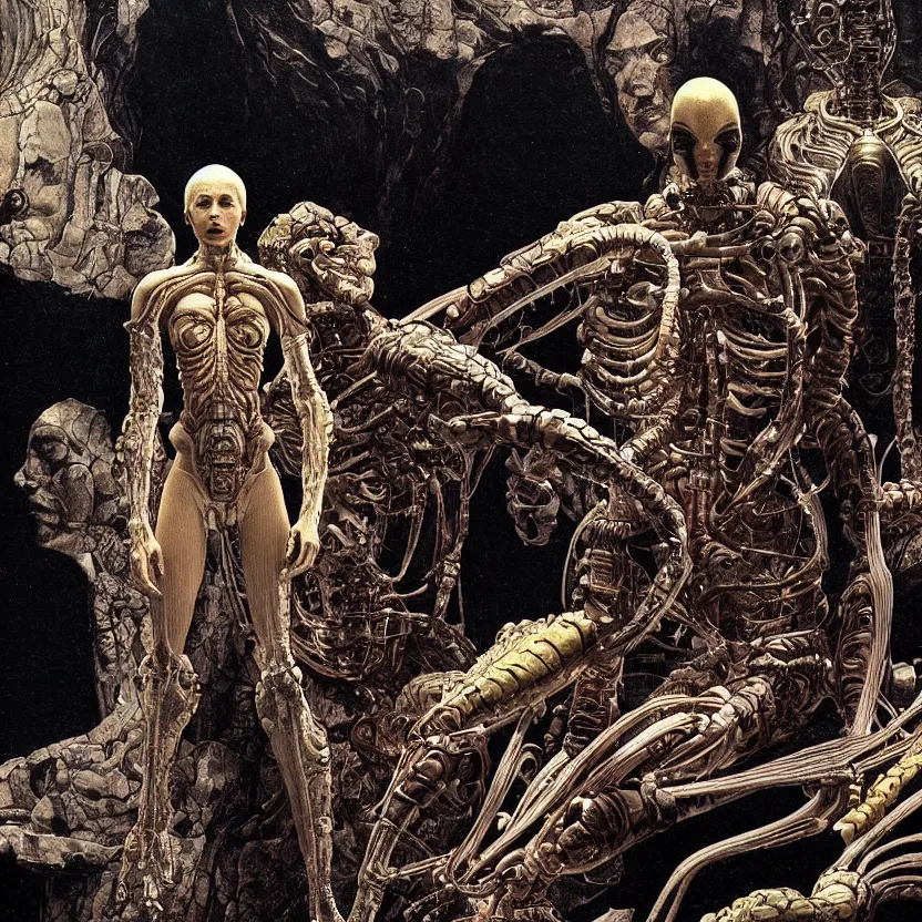 Prompt: still frame from Prometheus movie by Makoto Aida, cyborg with new life in guts standing in ornate gigerish spaceship by neri oxmn painted by Caravaggio and by Hisashi Tenmyouya by Fuyuko Matsui by Yasunari Ikenaga by Takato Yamamoto by beksinski