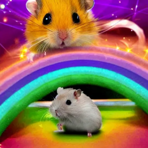 Image similar to a hamster consisting of rainbow gems