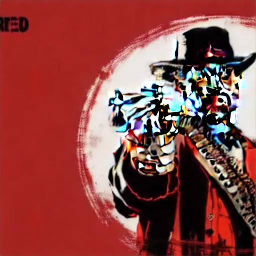 Image similar to illustration red dead redemption 2 artwork of kanye west, in the style of red dead redemption 2 loading screen, by stephen bliss