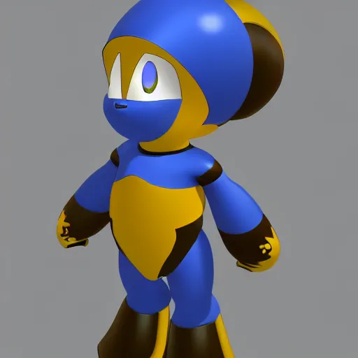 Image similar to 3d render of a video game character similar to a megaman boss