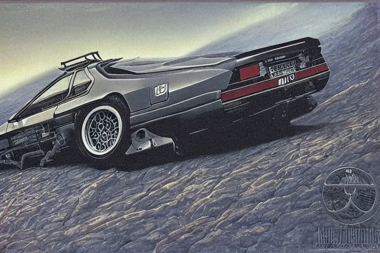 Image similar to intricate, 3 d, bmw m 1, style by caspar david friedrich and wayne barlowe and ted nasmith.