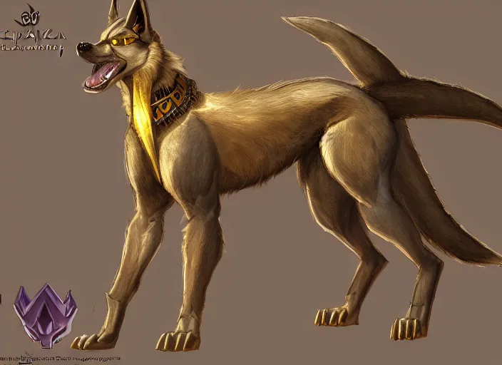 Prompt: hd fullbody egyptian wolf anubis character design of a egyptian anubis monster wolf. egyptian wolf deviantart adoptable, deviantart species style of maple story and zootopia, artgerm, studio lighting by jessica rossier and brian froud, traditional, artstationhd artstation, zootopia, hq textures