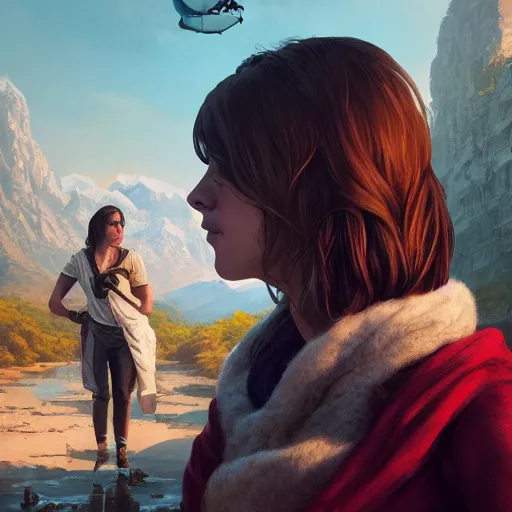 Image similar to highly detailed portrait of emma watson in gta v, stephen bliss, unreal engine, fantasy art by greg rutkowski, loish, rhads, ferdinand knab, makoto shinkai and lois van baarle, ilya kuvshinov, rossdraws, tom bagshaw, global illumination, radiant light, detailed and intricate environment