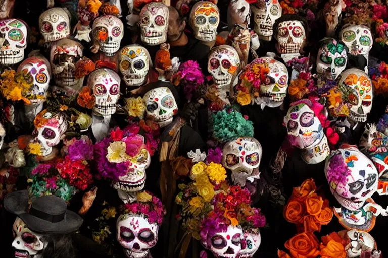 Image similar to cinematography dia de muertos in san magel de ayende by Emmanuel Lubezki