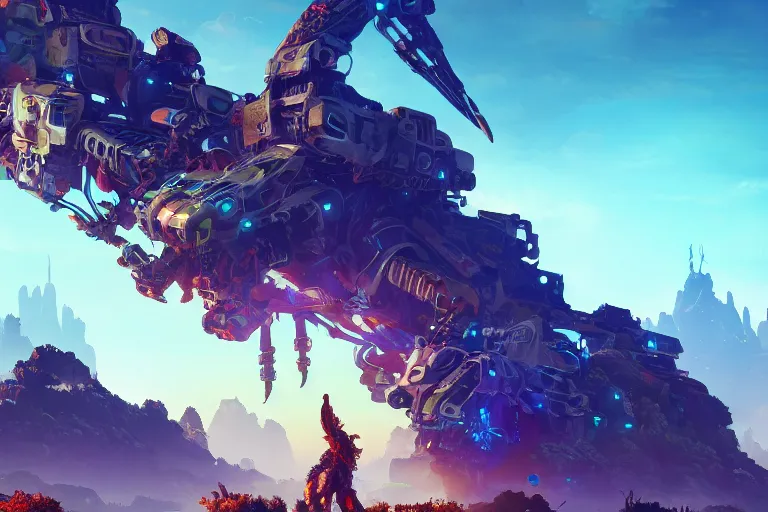 Image similar to scorcher machine mecanical creature robot of horizon forbidden west horizon zero dawn bioluminiscence global illumination ray tracing hdr fanart arstation by ian pesty and alena aenami artworks in 4 k
