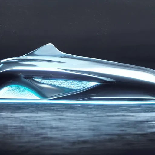 Prompt: futuristic concept car shaped like a shark, 8k, high resolution, shiny, wet