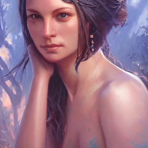 Prompt: portrait of a australian woman ( 3 5 ) from australia in 2 0 2 1, an oil painting by ross tran and thomas kincade