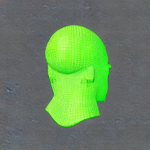 Image similar to a 3 d render of the head of david statue with a neon ring around the head, in the style of michelangelo