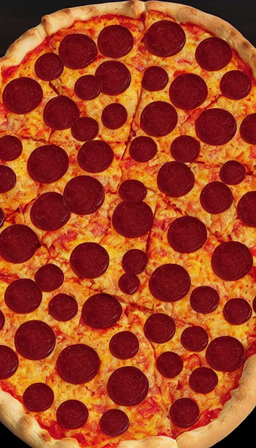 Image similar to the eye of sauron is being used to advertise the new deep dish pizza from little caesars. 4 k, hyperrealistic, surrealcore, high detail