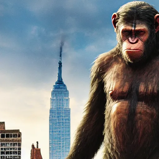 Image similar to planet of the apes In New York City Very detailed 4K quality Super Realistic