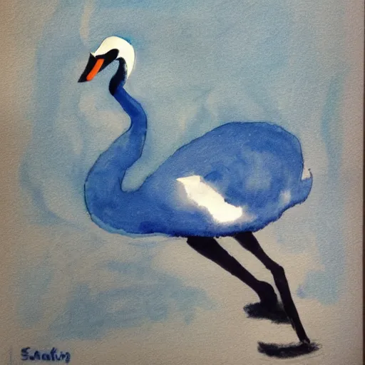 Prompt: a blue swan