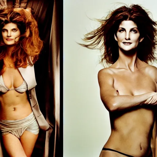 Image similar to a portrait photography of a mix of stephanie seymour and jennifer connely, by annie leibowitz