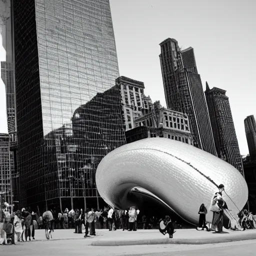 Image similar to award - winning photos of the chicago bean as a lima bean, incredibly detailed, kodak film, 5 0 mm