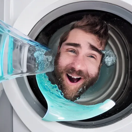 Image similar to tiny bearded Canadian snorkeling inside washing machine, photo, detailed, 4k