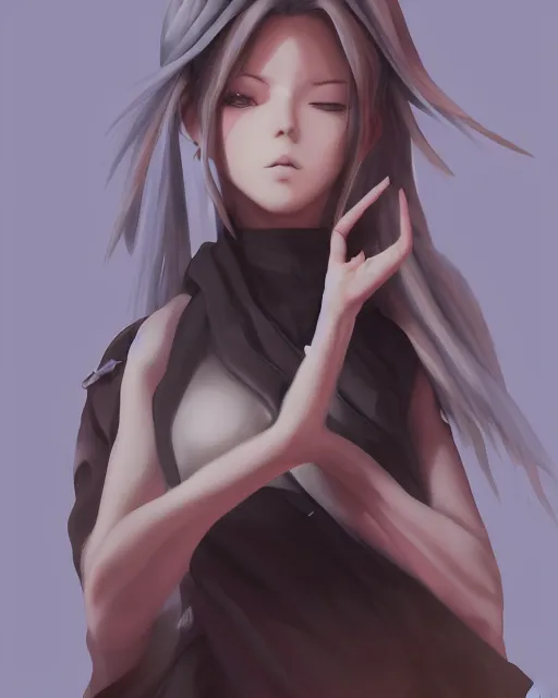 Image similar to Anime girl wearing rick owens, art of 'fan yang' and ‘B.c.N.y.’ and Toni Infante, concept art, digital painting, trending on artstation