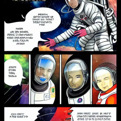 Prompt: ate bush in spacesuit manga detailed