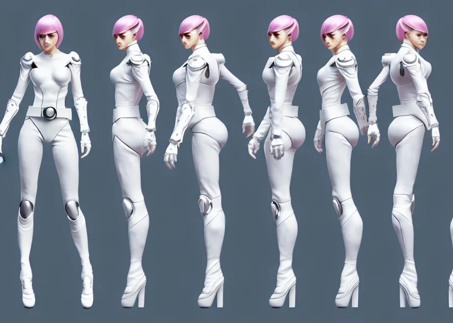 Image similar to female kamen rider character concept art sprite sheet of abstract white swan concept, big belt, wing, human structure, concept art, hero action pose, human anatomy, intricate detail, hyperrealistic art and illustration by irakli nadar and alexandre ferra, unreal 5 engine highlly render, global illumination