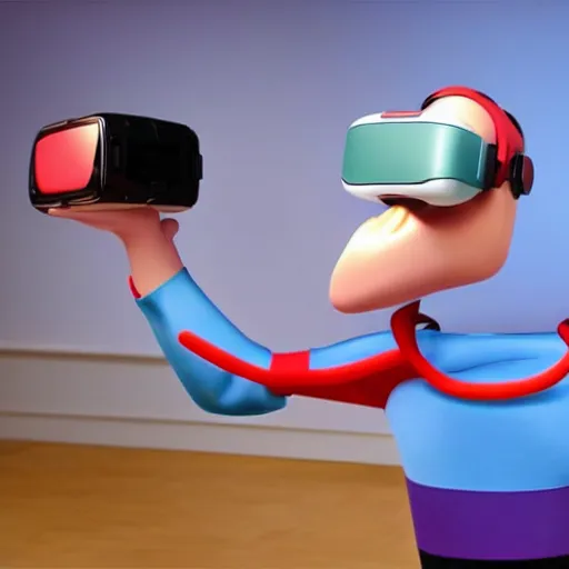 Image similar to adult pixar character wearing virtual reality