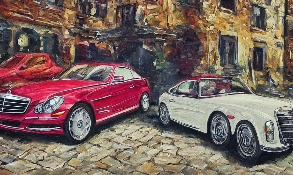 Image similar to a beautiful artwork of a mercedes car