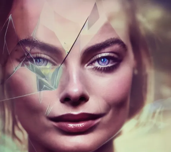 Image similar to Double exposure of margot robbie with nature, highly detailed, trending on artstation