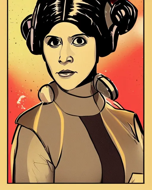 Image similar to princess leia in star wars, 1977, digital art drawing, cdx