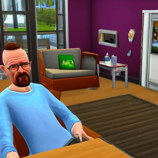 Prompt: walter white in the sims