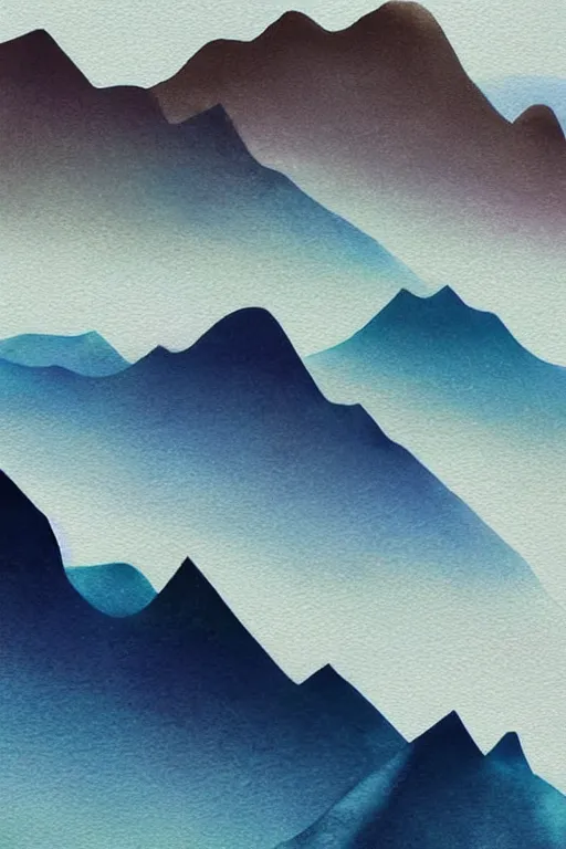 Prompt: beautiful digital matte watercolor of mountains, layered mountains in gradients watercolor greg rutkowki artstation