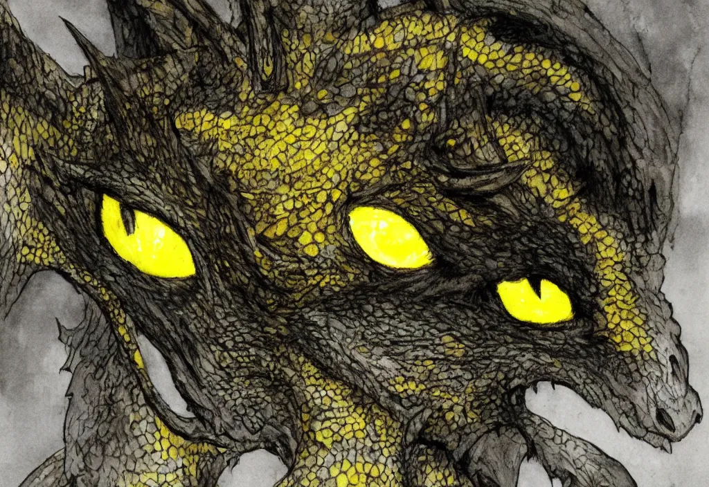 Image similar to a dragon with yellow eyes